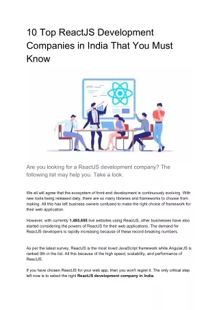 10 top reactjs development companies in india