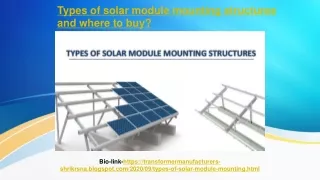 Types of solar module mounting structures and where to buy?