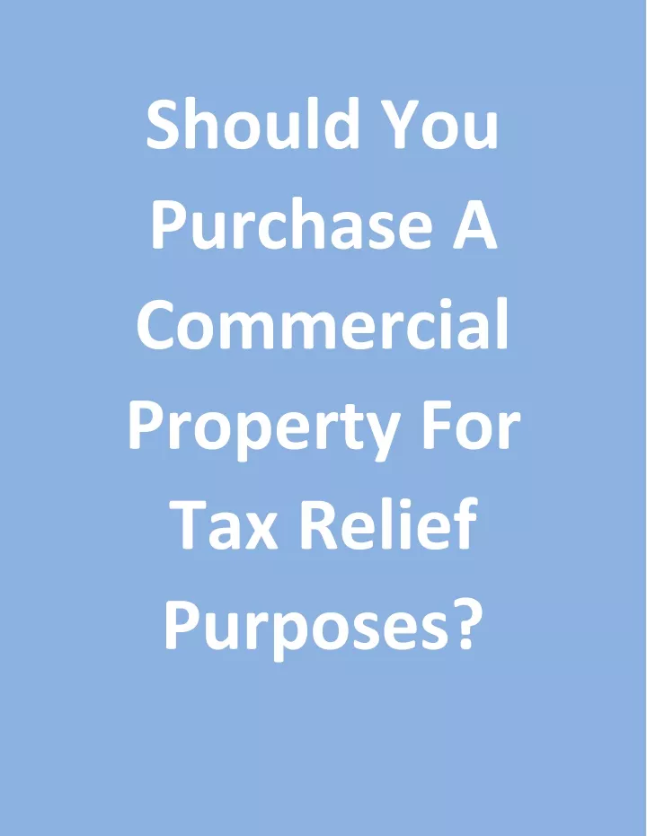 should you purchase a commercial property