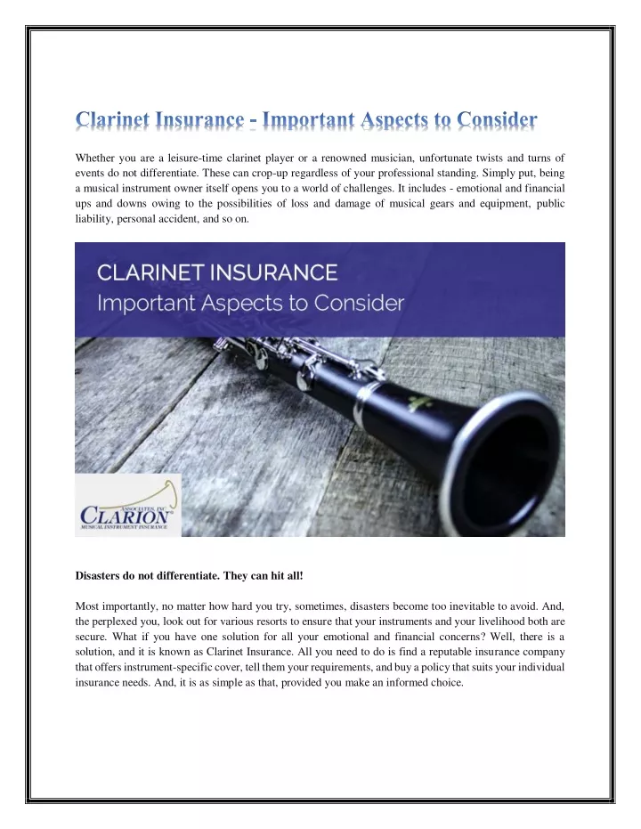 whether you are a leisure time clarinet player