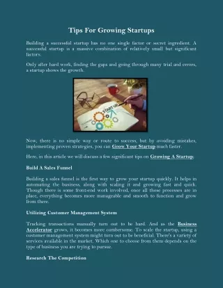 tips for growing startups