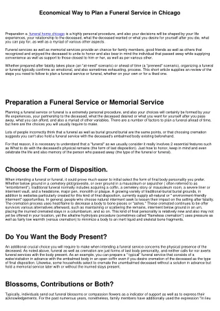 Cost Effective Method to Plan a Funeral Service in Chicago