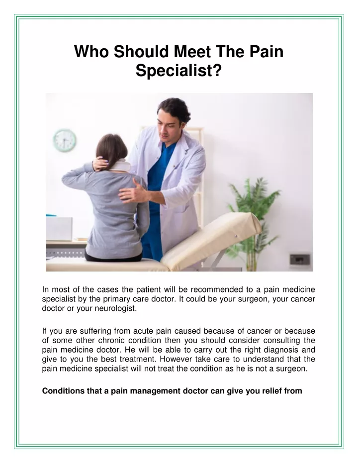 who should meet the pain specialist