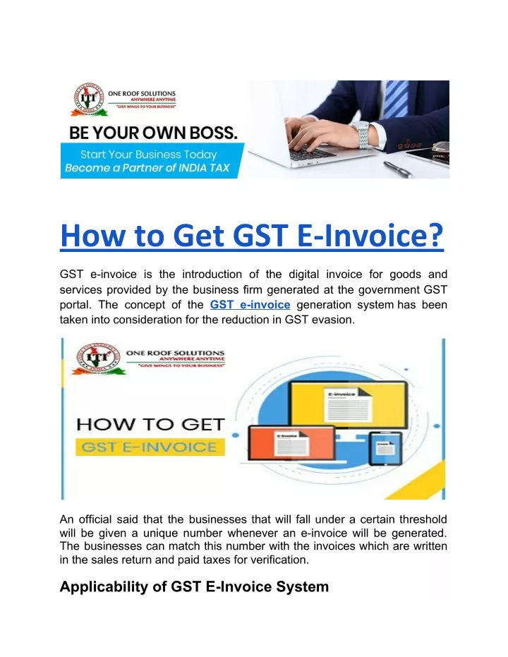 how to get gst e invoice