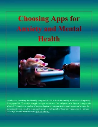 Choosing Apps for Anxiety and Mental Health