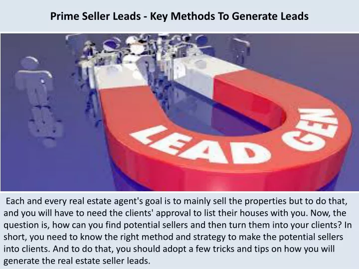 prime seller leads key methods to generate leads