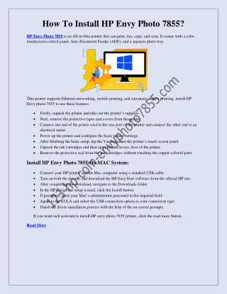 how to install hp envy photo 7855