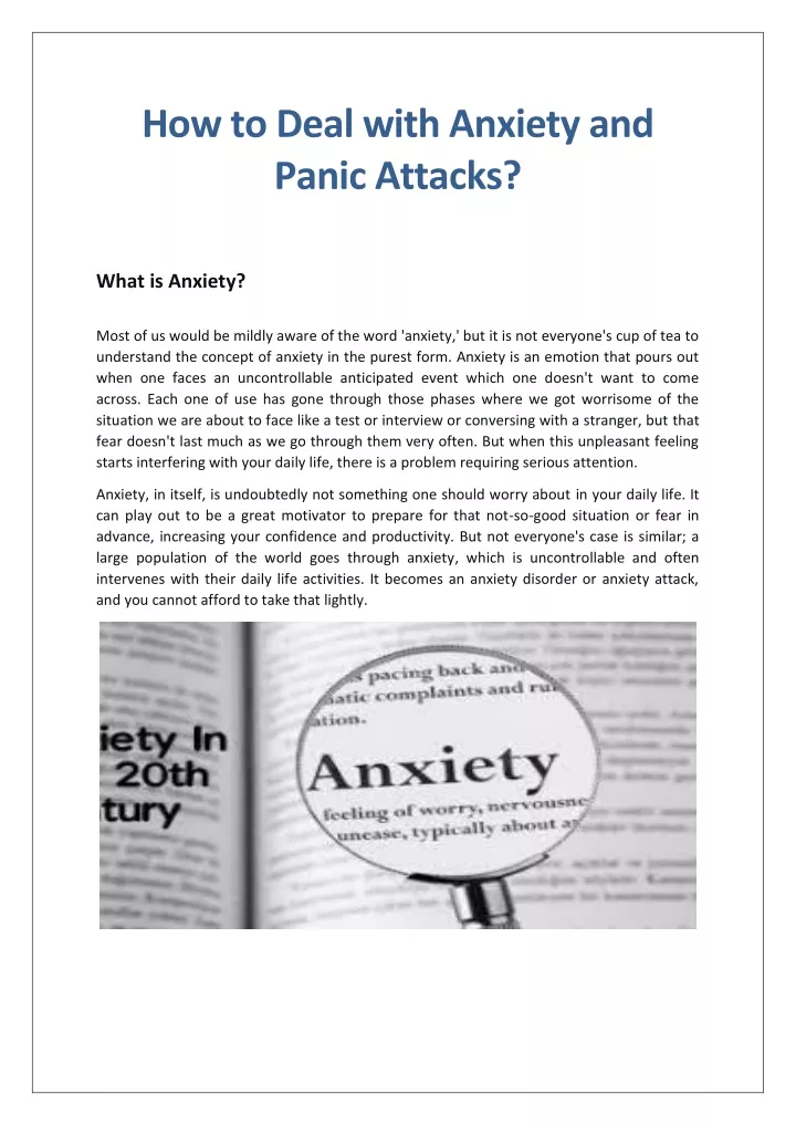 how to deal with anxiety and panic attacks