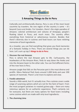 5 amazing things to do in peru