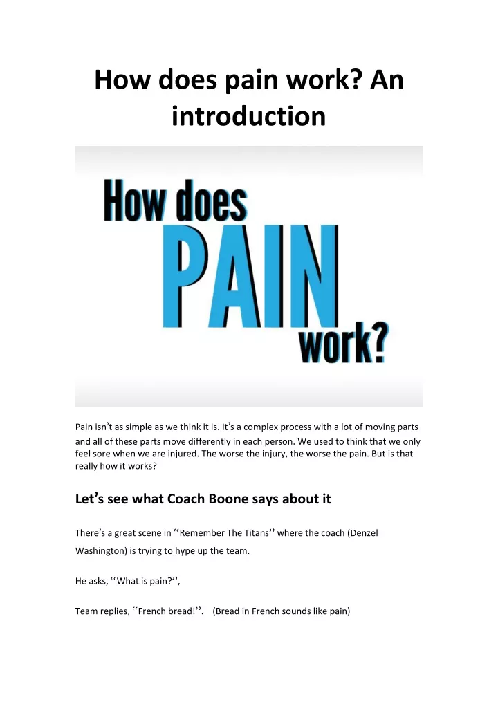 how does pain work an introduction