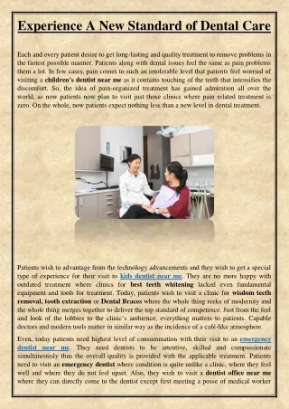 experience a new standard of dental care