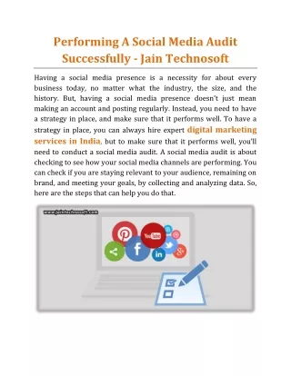 performing a social media audit successfully jain