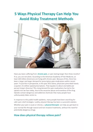 5 ways physical therapy can help you avoid risky