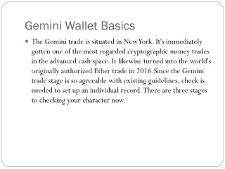 gemini wallet basics