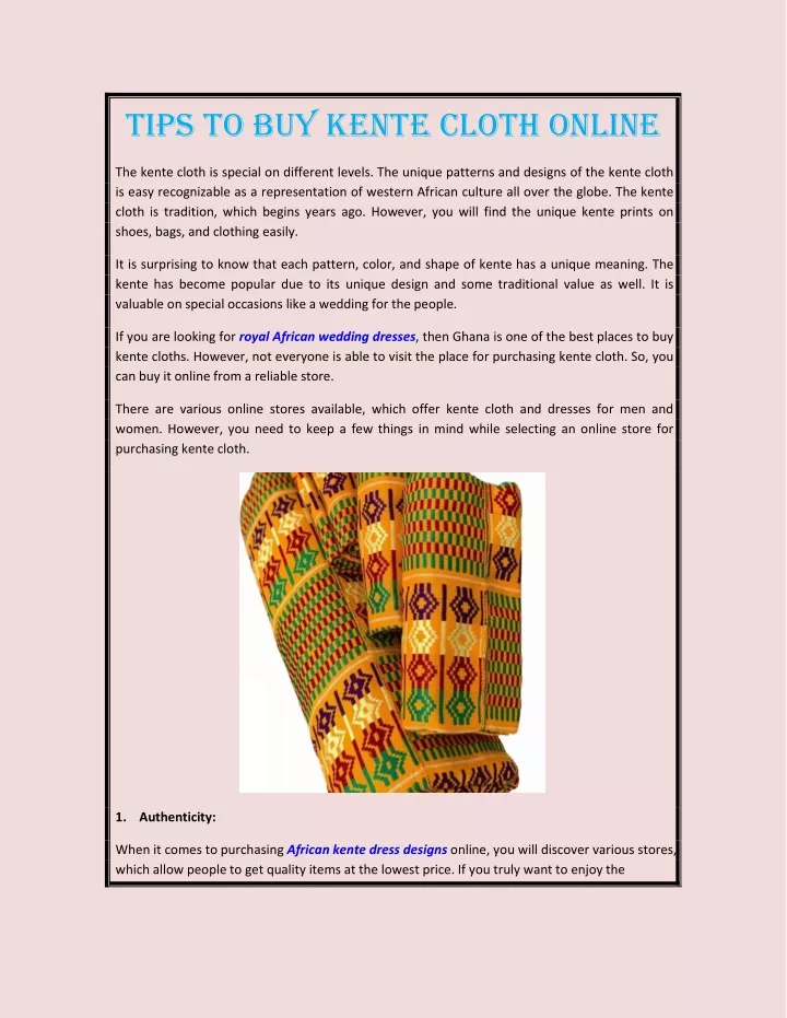tips to buy kente cloth online