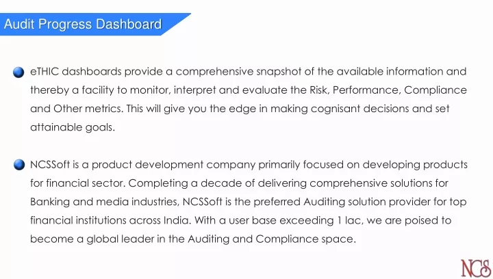 audit progress dashboard