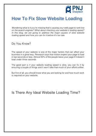 how to fix slow website loading