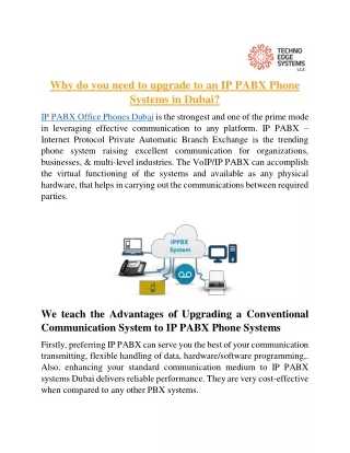 why do you need to upgrade to an ip pabx phone
