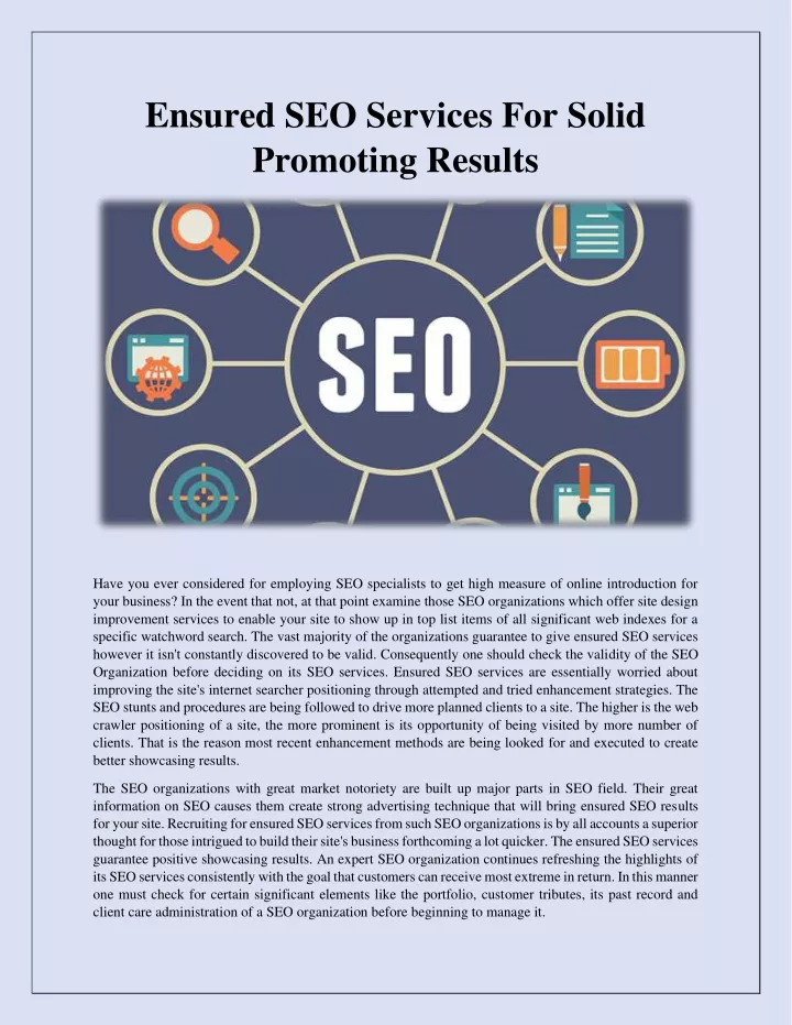 ensured seo services for solid promoting results