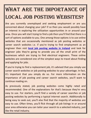 What Are The Importance Of Local Job Posting Websites