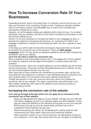 how to increase conversion rate of your businesses