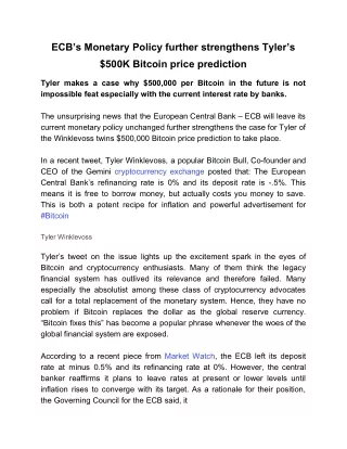 ecb s monetary policy further strengthens tyler s