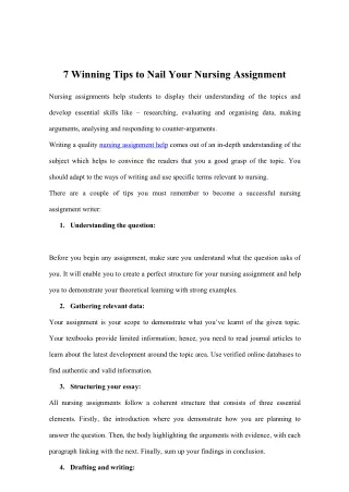 7 winning tips to nail your nursing assignment