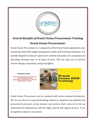 Several Benefits of Oracle Fusion Procurement Training Oracle Fusion Procurement