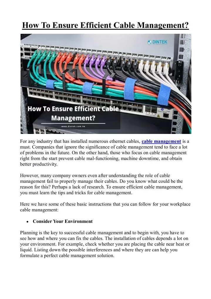 how to ensure efficient cable management