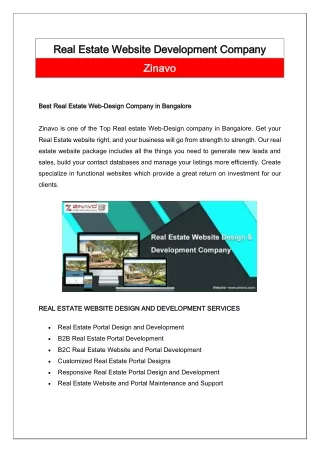 Real Estate Web Design and Development Company - Zinavo