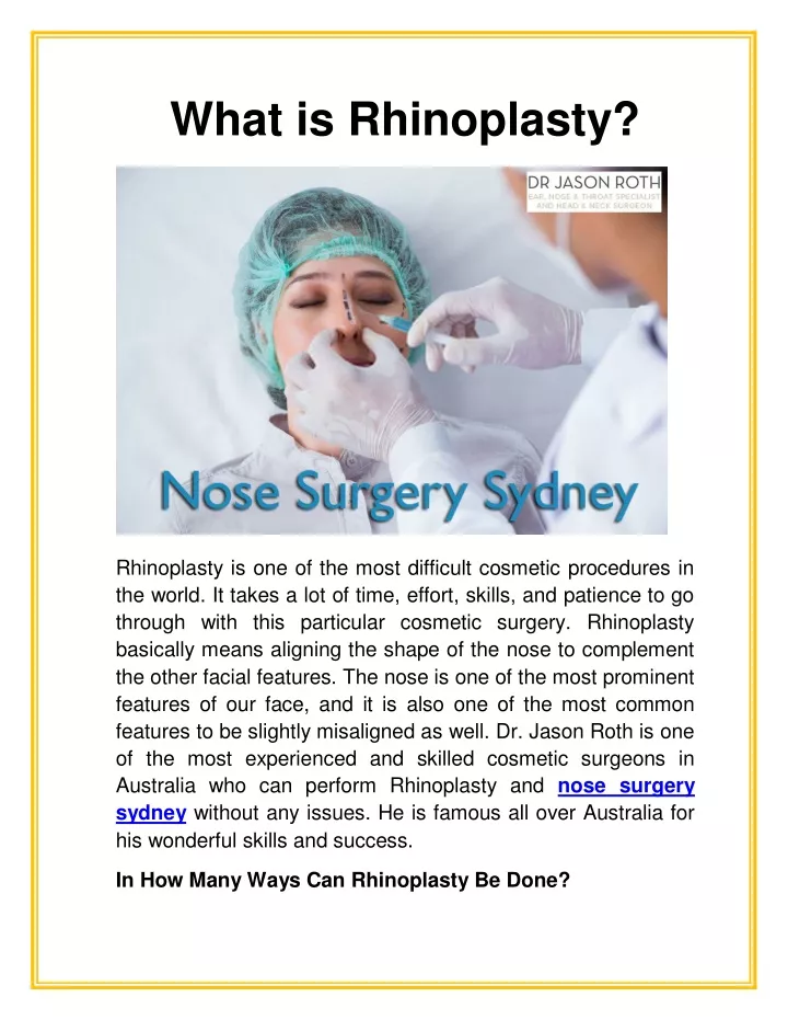what is rhinoplasty