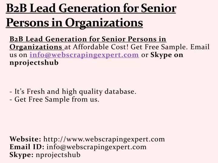 b2b lead generation for senior persons in organizations