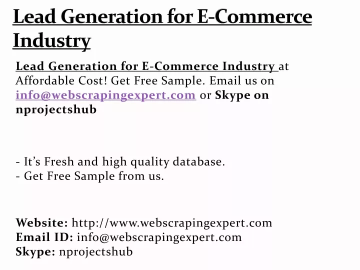 lead generation for e commerce industry