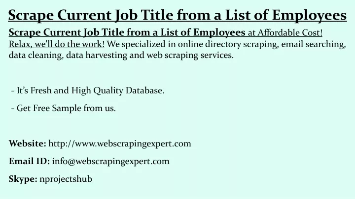 scrape current job title from a list of employees