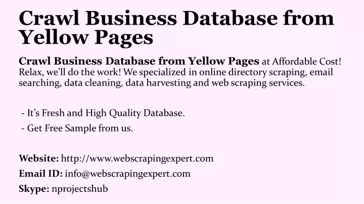 crawl business database from yellow pages