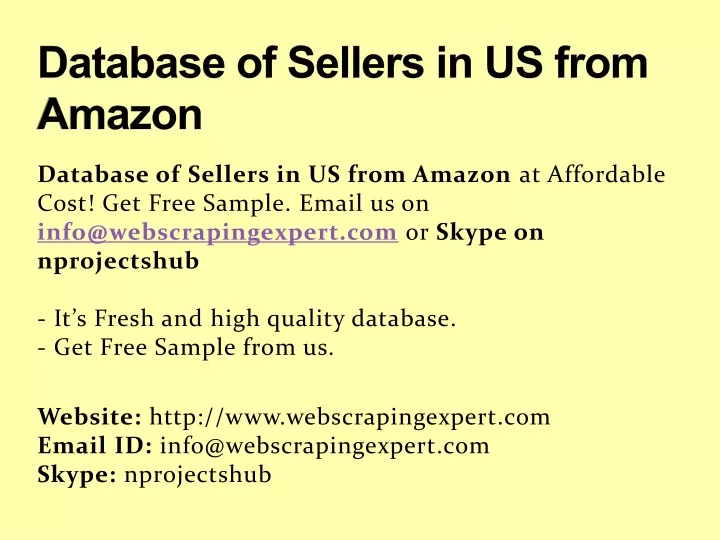 database of sellers in us from amazon