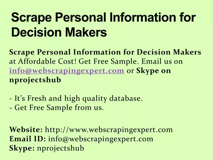 scrape personal information for decision makers