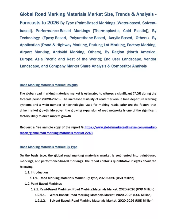 global road marking materials market size trends