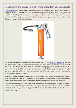 understand the crucial role of thread sealants