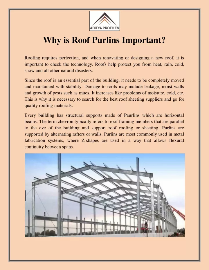 why is roof purlins important roofing requires