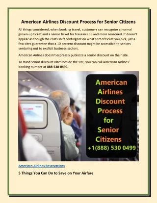 American Airlines Discount Process for Senior Citizens