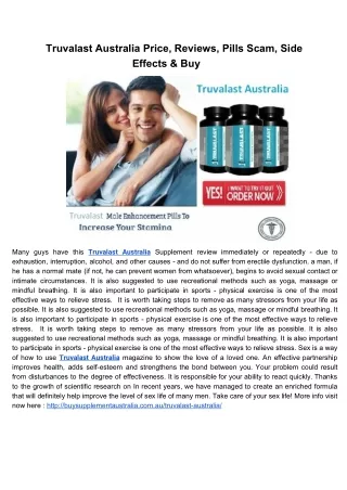 Truvalast Australia Price, Reviews, Pills Scam, Side Effects & Buy