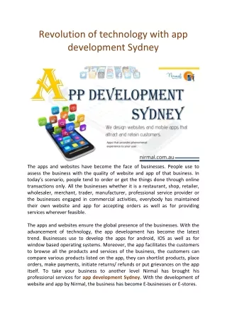 Revolution of technology with app development Sydney