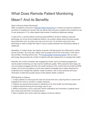 what does remote patient monitoring
