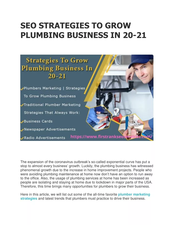 seo strategies to grow plumbing business in 20 21