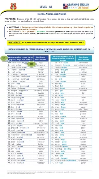 verbs verbs and verbs