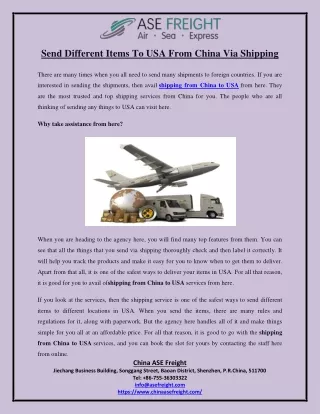 send different items to usa from china