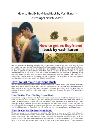 How to Get Ex Boyfriend Back by Vashikaran - Astrologer Naksh Shastri