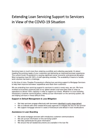 extending loan servicing support to servicers