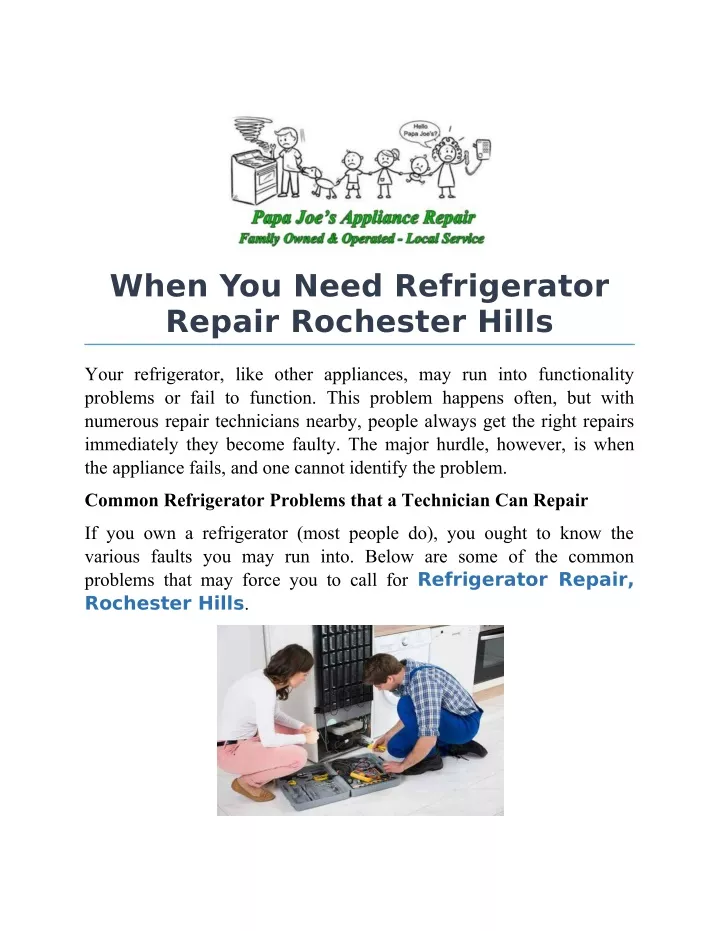 when you need refrigerator repair rochester hills